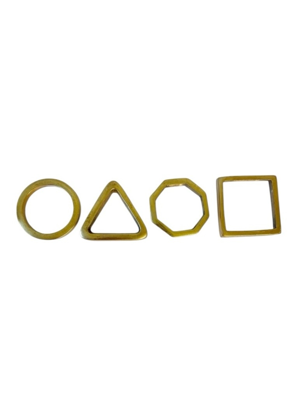 West Elm Geometric Rustic Gold Toned Napkin Rings Set of 4